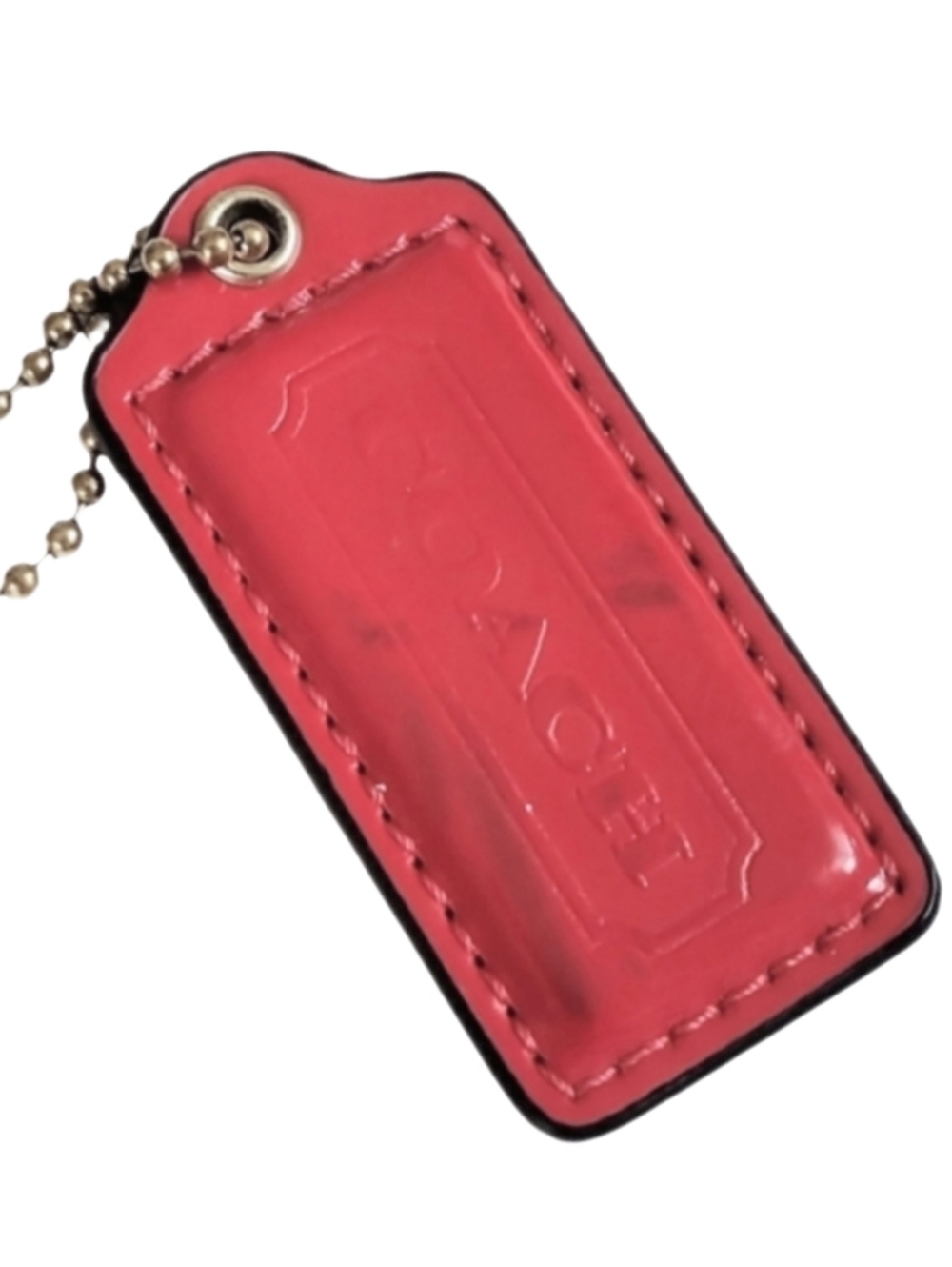 🆕 2.25" Coach Y2K Hibiscus Red Leather Hangtag Bag Fob Purse Charm Keychain